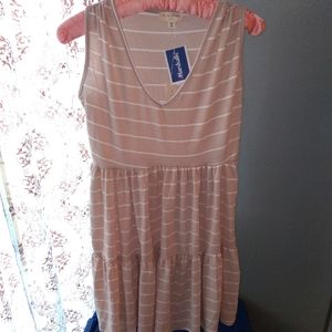 NEW! Beige Dress with white detail